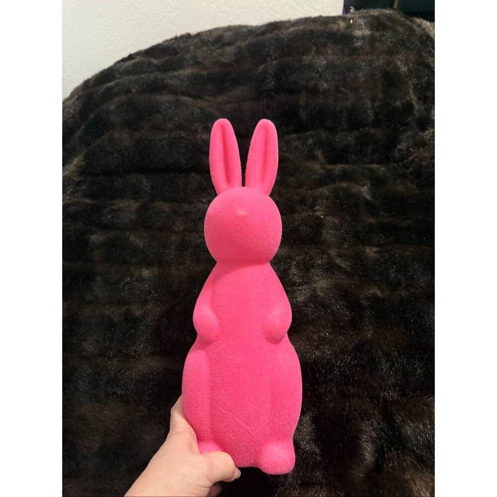 Way to Celebrate Easter Flocked Bright Pink 15" Floor Decoration Figurine
